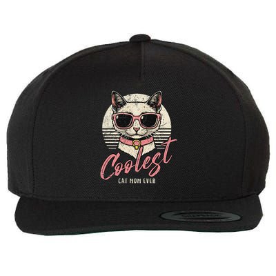 Funny Cat Mom Best Cat Mom Ever Coolest Cat Mama Graphic Wool Snapback Cap