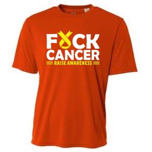 Fuck Cancer Meaningful Gift Yellow Ribbon Bone Cancer Awareness Cooling Performance Crew T-Shirt