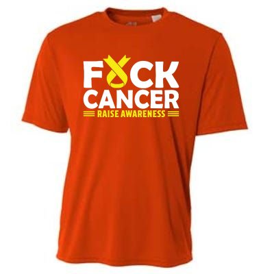 Fuck Cancer Meaningful Gift Yellow Ribbon Bone Cancer Awareness Cooling Performance Crew T-Shirt