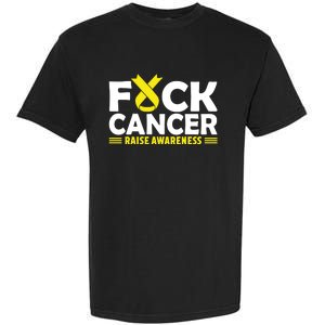 Fuck Cancer Meaningful Gift Yellow Ribbon Bone Cancer Awareness Garment-Dyed Heavyweight T-Shirt