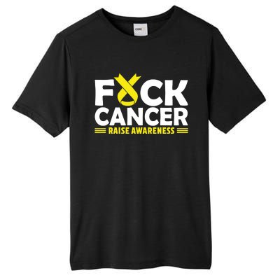 Fuck Cancer Meaningful Gift Yellow Ribbon Bone Cancer Awareness Tall Fusion ChromaSoft Performance T-Shirt