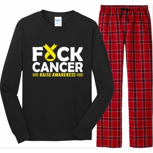 Fuck Cancer Meaningful Gift Yellow Ribbon Bone Cancer Awareness Long Sleeve Pajama Set