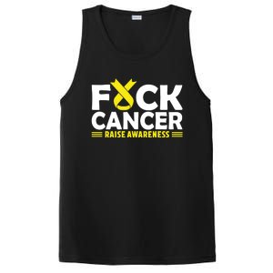 Fuck Cancer Meaningful Gift Yellow Ribbon Bone Cancer Awareness PosiCharge Competitor Tank