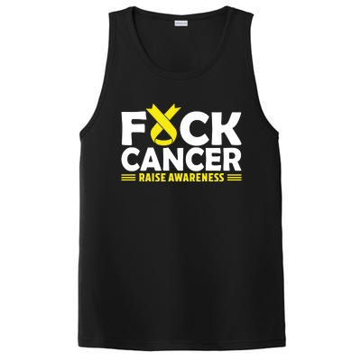 Fuck Cancer Meaningful Gift Yellow Ribbon Bone Cancer Awareness PosiCharge Competitor Tank