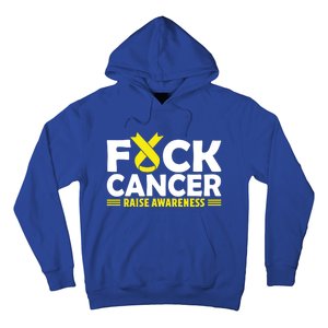 Fuck Cancer Meaningful Gift Yellow Ribbon Bone Cancer Awareness Hoodie