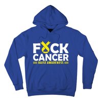 Fuck Cancer Meaningful Gift Yellow Ribbon Bone Cancer Awareness Hoodie