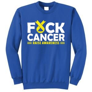 Fuck Cancer Meaningful Gift Yellow Ribbon Bone Cancer Awareness Sweatshirt