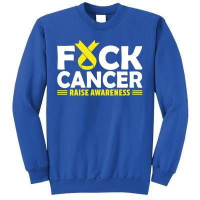 Fuck Cancer Meaningful Gift Yellow Ribbon Bone Cancer Awareness Sweatshirt