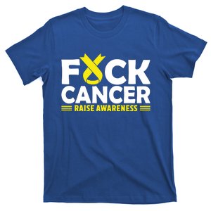 Fuck Cancer Meaningful Gift Yellow Ribbon Bone Cancer Awareness T-Shirt