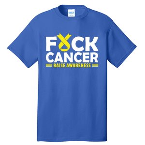 Fuck Cancer Meaningful Gift Yellow Ribbon Bone Cancer Awareness Tall T-Shirt