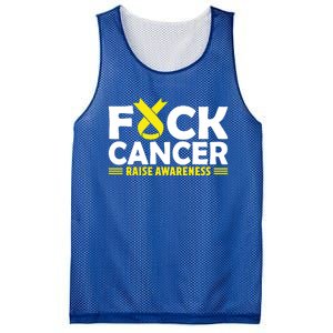 Fuck Cancer Meaningful Gift Yellow Ribbon Bone Cancer Awareness Mesh Reversible Basketball Jersey Tank