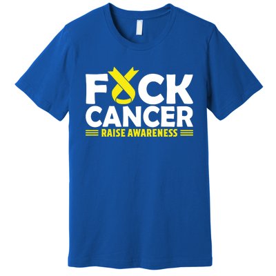 Fuck Cancer Meaningful Gift Yellow Ribbon Bone Cancer Awareness Premium T-Shirt