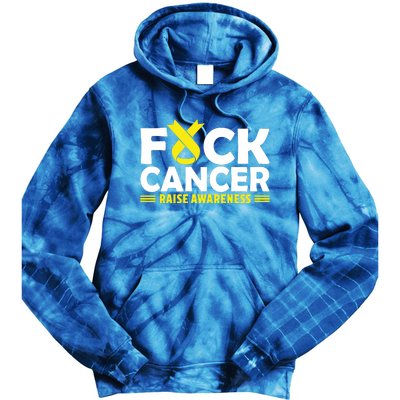 Fuck Cancer Meaningful Gift Yellow Ribbon Bone Cancer Awareness Tie Dye Hoodie