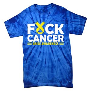 Fuck Cancer Meaningful Gift Yellow Ribbon Bone Cancer Awareness Tie-Dye T-Shirt