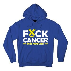 Fuck Cancer Meaningful Gift Yellow Ribbon Bone Cancer Awareness Tall Hoodie