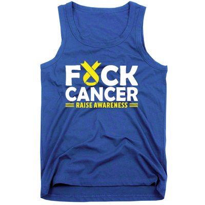 Fuck Cancer Meaningful Gift Yellow Ribbon Bone Cancer Awareness Tank Top