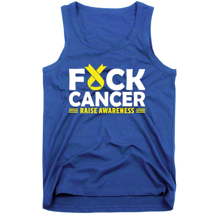 Fuck Cancer Meaningful Gift Yellow Ribbon Bone Cancer Awareness Tank Top