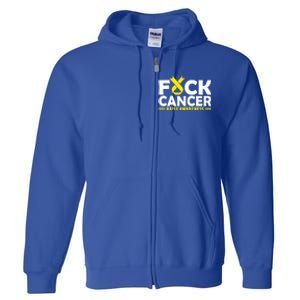 Fuck Cancer Meaningful Gift Yellow Ribbon Bone Cancer Awareness Full Zip Hoodie