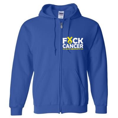 Fuck Cancer Meaningful Gift Yellow Ribbon Bone Cancer Awareness Full Zip Hoodie