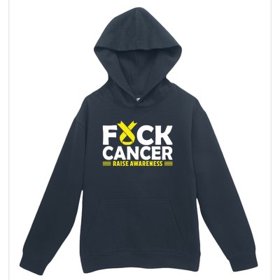 Fuck Cancer Meaningful Gift Yellow Ribbon Bone Cancer Awareness Urban Pullover Hoodie