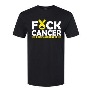 Fuck Cancer Meaningful Gift Yellow Ribbon Bone Cancer Awareness Softstyle CVC T-Shirt