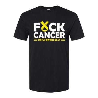 Fuck Cancer Meaningful Gift Yellow Ribbon Bone Cancer Awareness Softstyle CVC T-Shirt