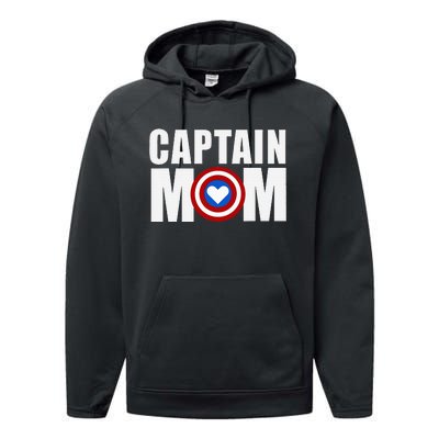 Funny Captain Mom Superhero MotherS Day 2024 Performance Fleece Hoodie