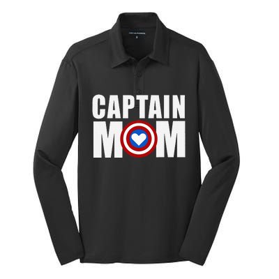 Funny Captain Mom Superhero MotherS Day 2024 Silk Touch Performance Long Sleeve Polo