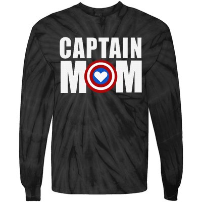 Funny Captain Mom Superhero MotherS Day 2024 Tie-Dye Long Sleeve Shirt