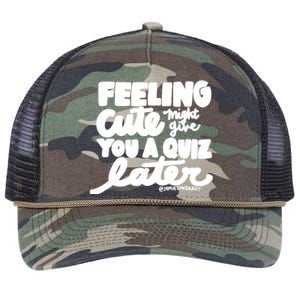 Feeling Cute Might Give You A Quiz Later Teacher Retro Rope Trucker Hat Cap