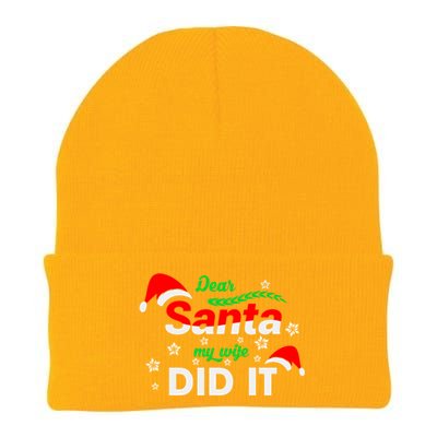 Funny Christmas Matching Family Dear Santa My Wife Did It Gift Knit Cap Winter Beanie