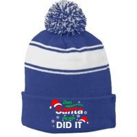 Funny Christmas Matching Family Dear Santa My Wife Did It Gift Stripe Pom Pom Beanie