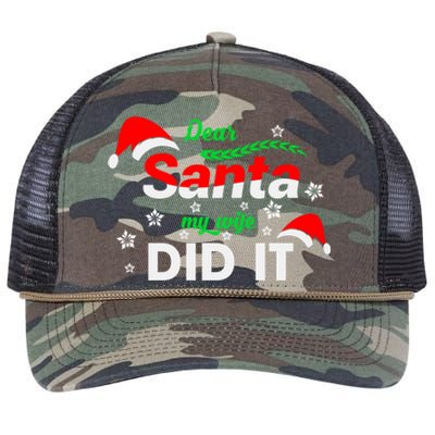 Funny Christmas Matching Family Dear Santa My Wife Did It Gift Retro Rope Trucker Hat Cap