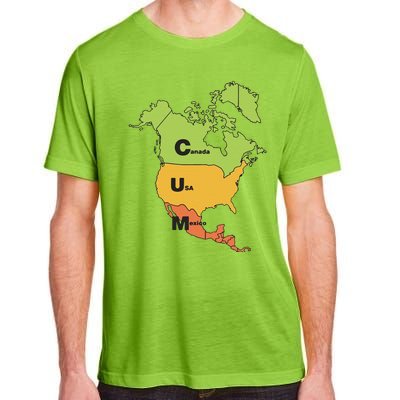 Funny Cum Map Canada Usa And Mexico Gift Adult ChromaSoft Performance T-Shirt