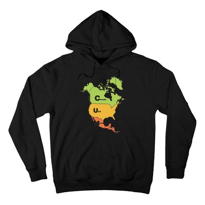 Funny Cum Map Canada Usa And Mexico Gift Hoodie