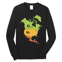 Funny Cum Map Canada Usa And Mexico Gift Long Sleeve Shirt