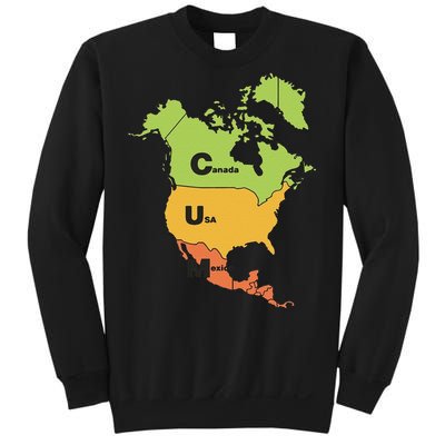 Funny Cum Map Canada Usa And Mexico Gift Sweatshirt