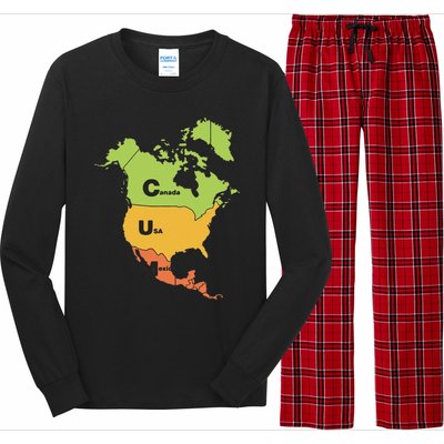 Funny Cum Map Canada Usa And Mexico Gift Long Sleeve Pajama Set