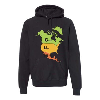 Funny Cum Map Canada Usa And Mexico Gift Premium Hoodie