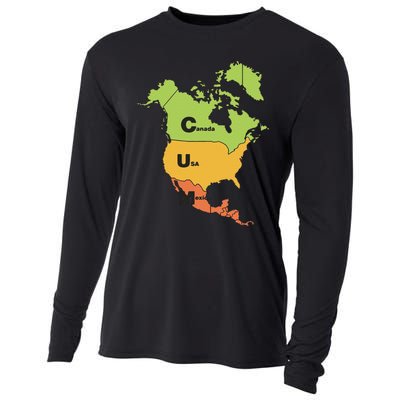 Funny Cum Map Canada Usa And Mexico Gift Cooling Performance Long Sleeve Crew