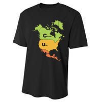 Funny Cum Map Canada Usa And Mexico Gift Performance Sprint T-Shirt