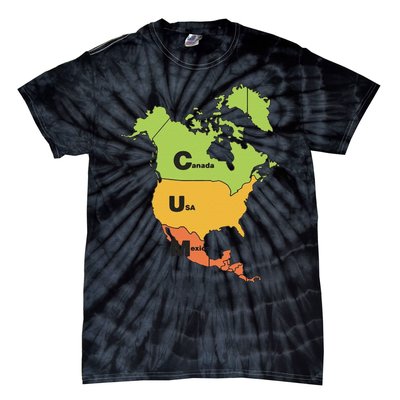 Funny Cum Map Canada Usa And Mexico Gift Tie-Dye T-Shirt