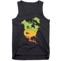 Funny Cum Map Canada Usa And Mexico Gift Tank Top