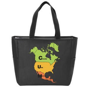 Funny Cum Map Canada Usa And Mexico Gift Zip Tote Bag