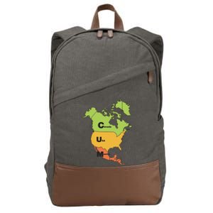 Funny Cum Map Canada Usa And Mexico Gift Cotton Canvas Backpack