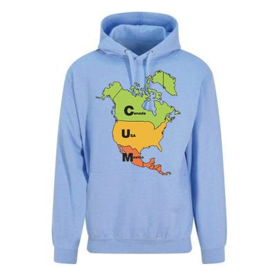 Funny Cum Map Canada Usa And Mexico Gift Unisex Surf Hoodie