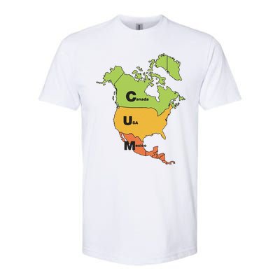 Funny Cum Map Canada Usa And Mexico Gift Softstyle CVC T-Shirt