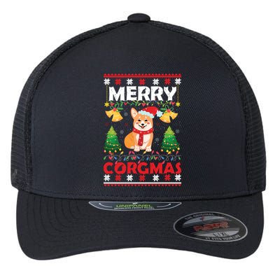 Funny Cute Merry Corgmas Ugly Christmas Sweater Flexfit Unipanel Trucker Cap