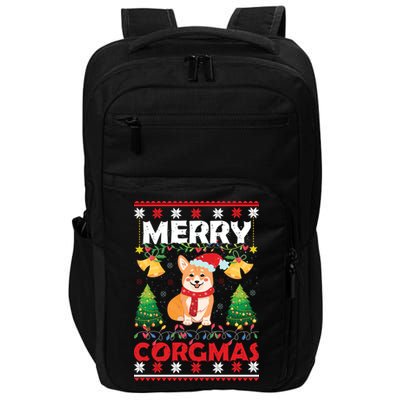 Funny Cute Merry Corgmas Ugly Christmas Sweater Impact Tech Backpack