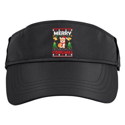 Funny Cute Merry Corgmas Ugly Christmas Sweater Adult Drive Performance Visor